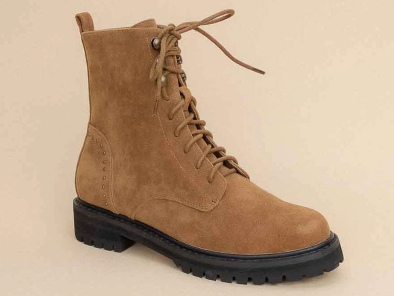 Women's Mi.iM Jules Suede Combat Boots for Women in Camel