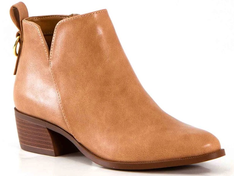 Qupid Shoes Rager V Cut Booties in Toffee For Women