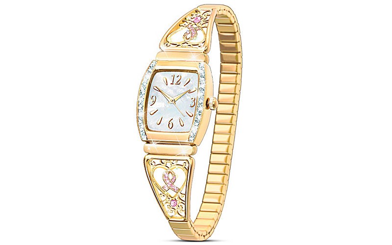 Ribbons Of Hope Breast Cancer Support Ladies Stretch Watch