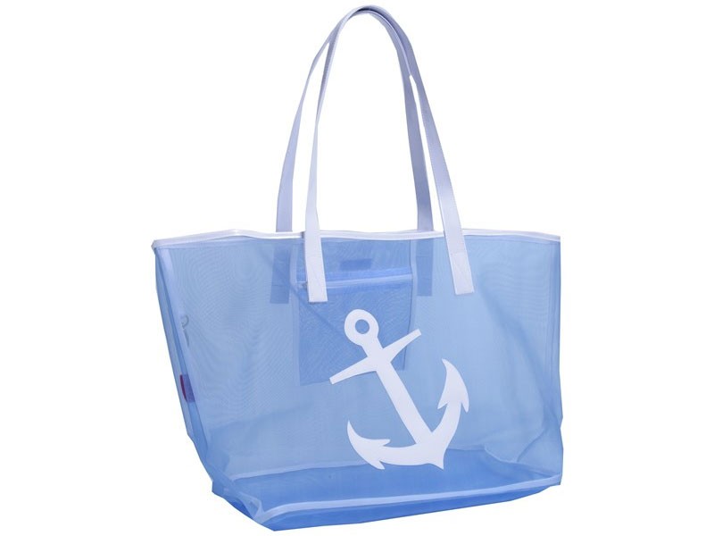 Blue Mesh Madison Tote With White Anchor