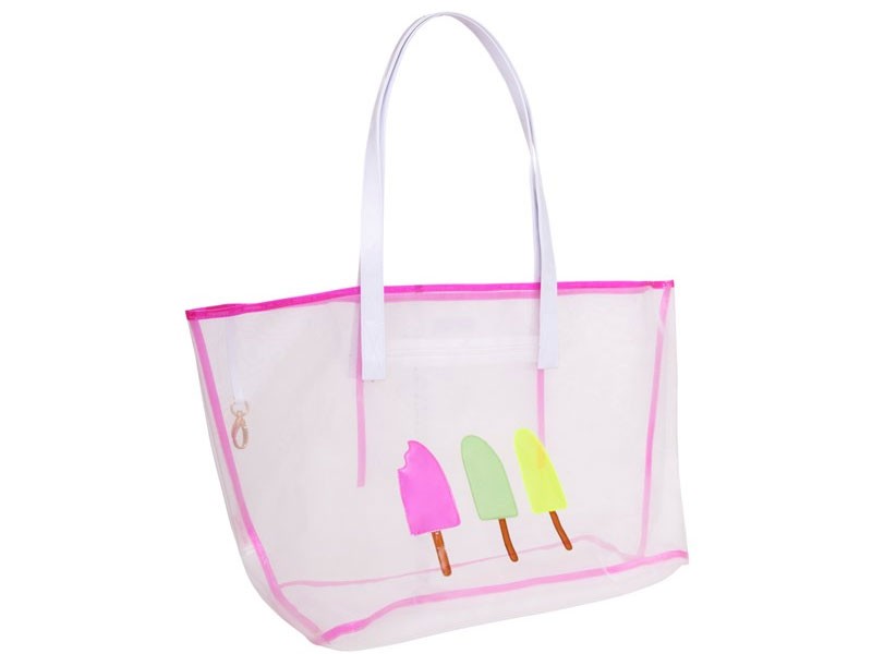 White Mesh Madison Tote With Pink Clear Popsicles For Women