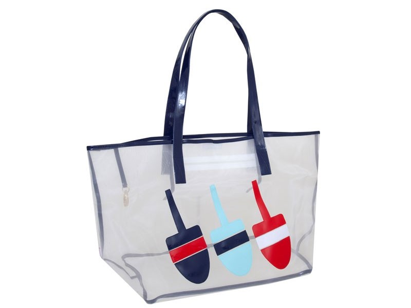 White Mesh Women's Madison Tote With Navy Three Buoys