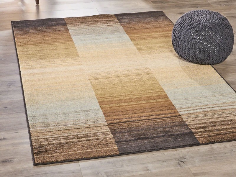 Steff Indoor Abstract Reflected Gradient Blue and Brown Rectangular Area Rug