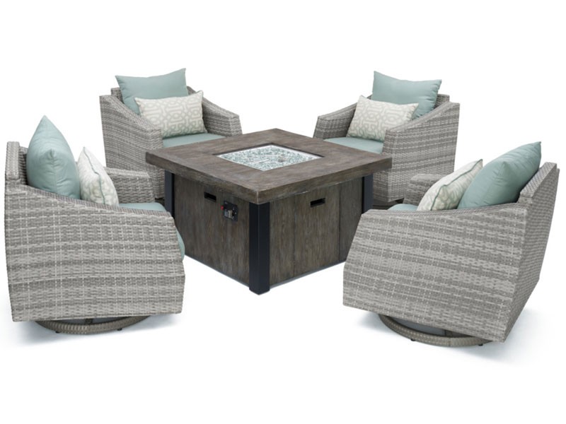 Cannes 5 Piece Motion Fire Chat Set Spa Blue