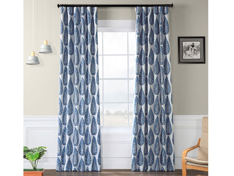 Medallion Blue Blackout Room Darkening Curtain