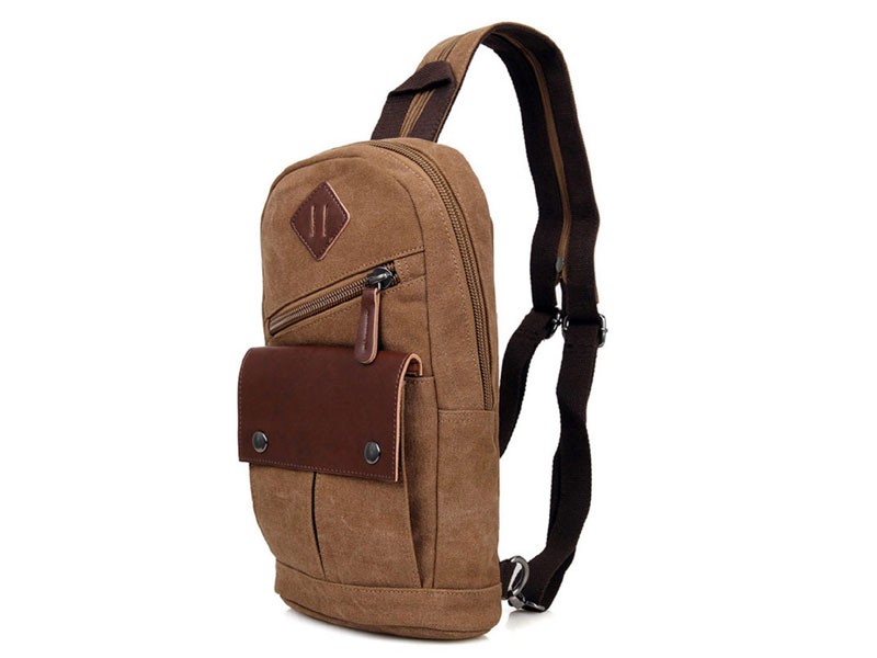 Batam Men's Canvas Convertable Backpack & Chest Sling Khaki Brown