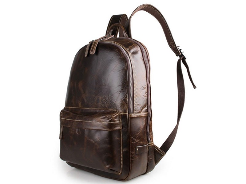 Davenport Classic Smooth Vintage Leather Travel Backpack & Daypack For Men