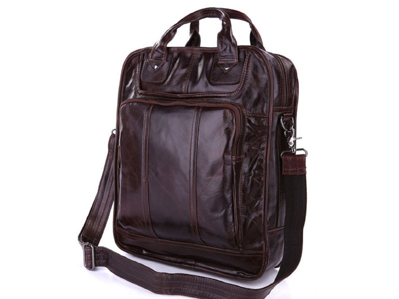 Dortmund Men's Vintage Leather Convertable Tall Briefcase & Backpack