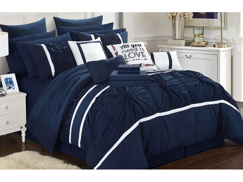 Cumberland Pinch Pleat Comforter and Sheet Set 16-Piece