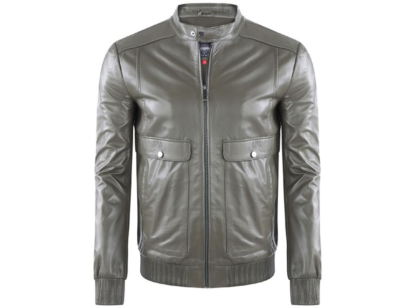Men's Giorgio Di Mare Peak Leather Jacket Khaki