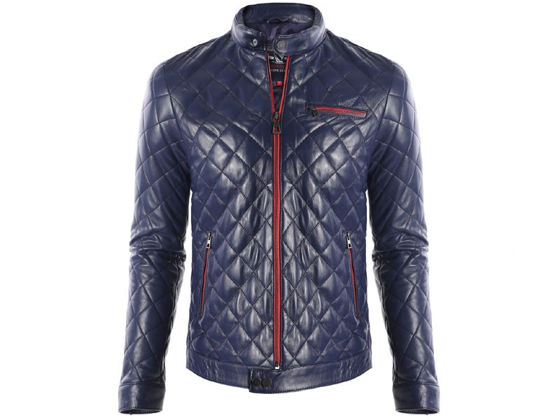 Giorgio Di Mare Men's Mica Leather Jacket Dark Blue