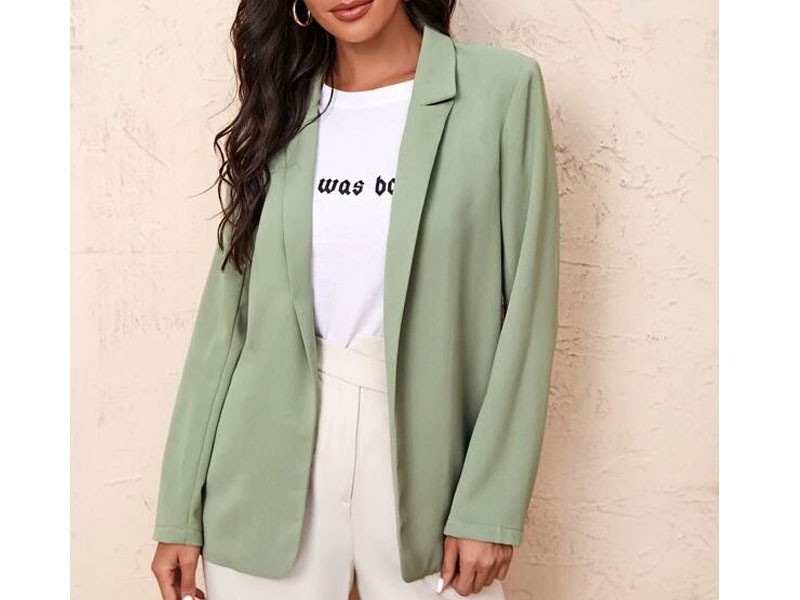 Shein Solid Open Front Blazer For Women