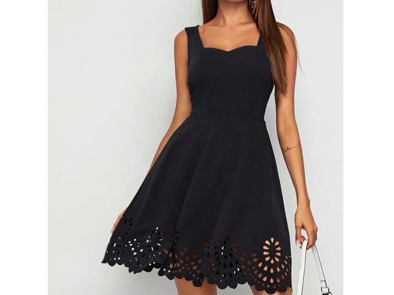 Shein Laser Cut Fit & Flare Mini Dress For Women