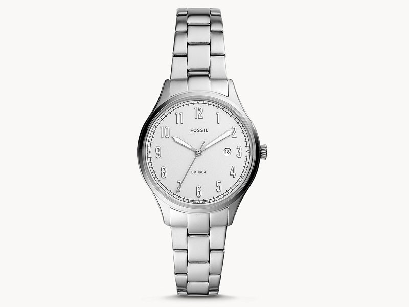 Fossil Lady Forrester Three-Hand Date Stainless Steel Watch For Women