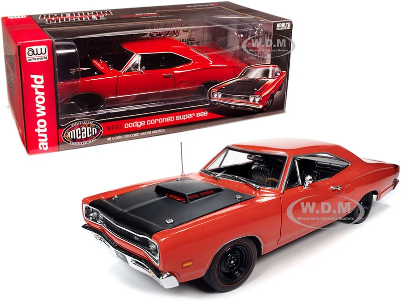 1969/5 Dodge Coronet Super Bee Hardtop R4 Red with Black Hood Model Car