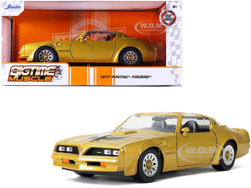 1977 Pontiac Firebird Trans Am T/A Gold with Hood Bird Bigtime Muscle Model Car