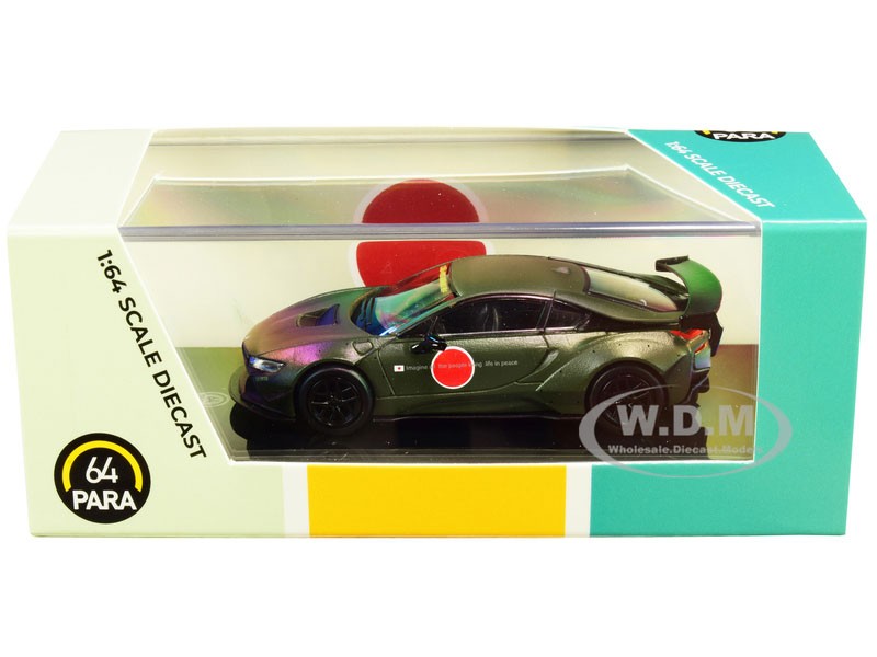 BMW i8 Zero Liberty Walk Dark Green 1/64 Diecast Model Car By Paragon