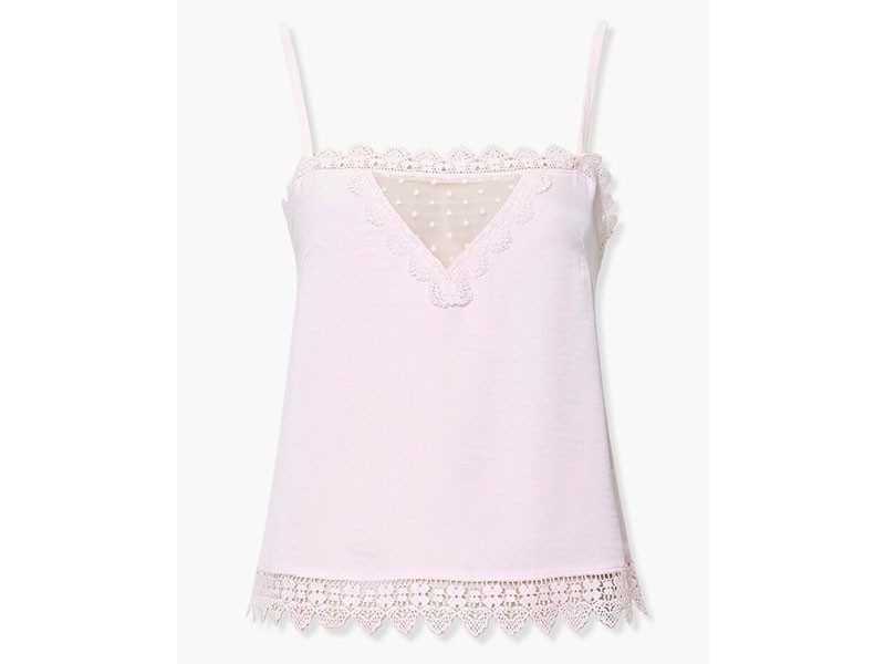 Swiss Dot Crochet-Trim Cami Top For Women