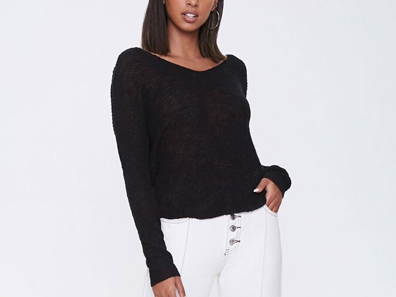 Women's Twisted Plunge-Back Sweater