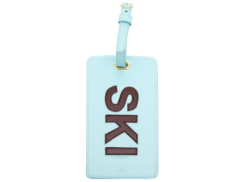 Light Blue Luggage Tag with Chocolate Ski
