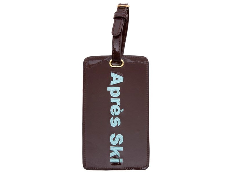 Chocolate Luggage Tag with Light Blue Apres Ski