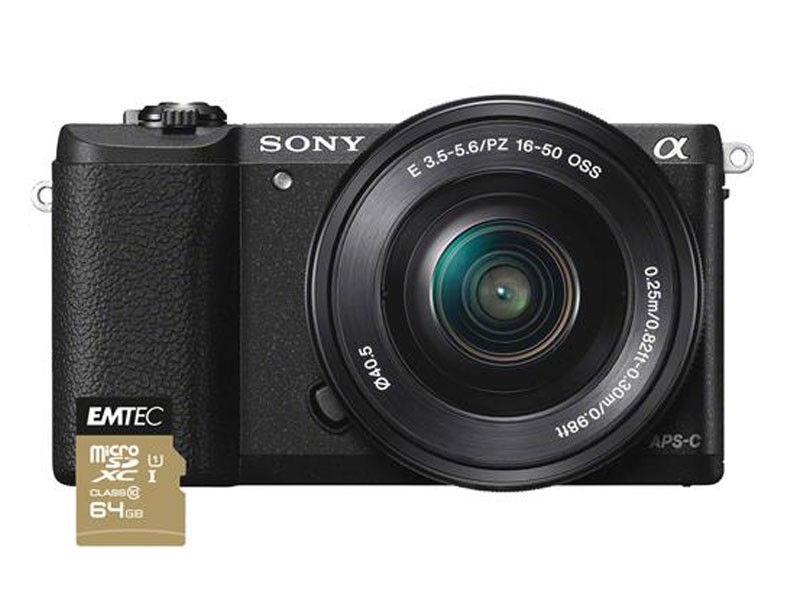 Sony a5100 E-Mount Camera With Power Zoom Lens With Class 10 64GB MicroSD