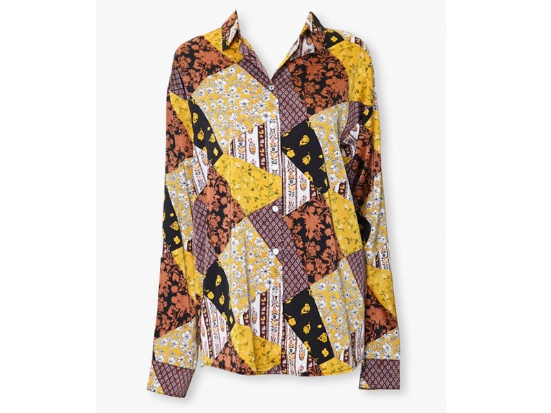 Women's Patchwork Button-Down Shirt