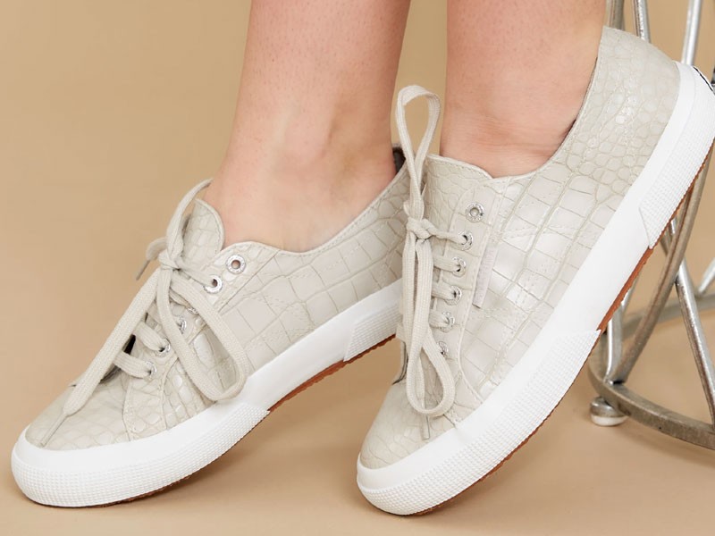 2750 Synthetic Taupe Crocodile Sneakers For Women