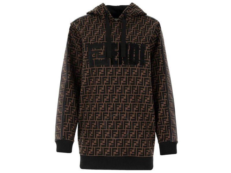 Fendi Ladies FF Motif Jersey Hooded Sweatshirt For Women