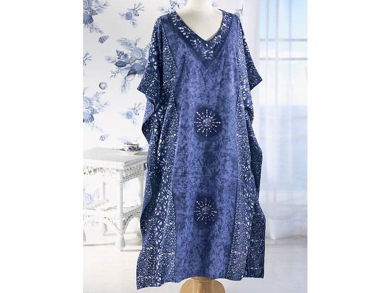 Indigo Batik Caftan Dress For Women