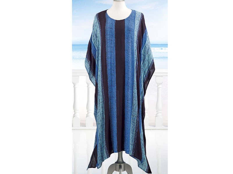Blue Notes Striped Caftan Dress For Women