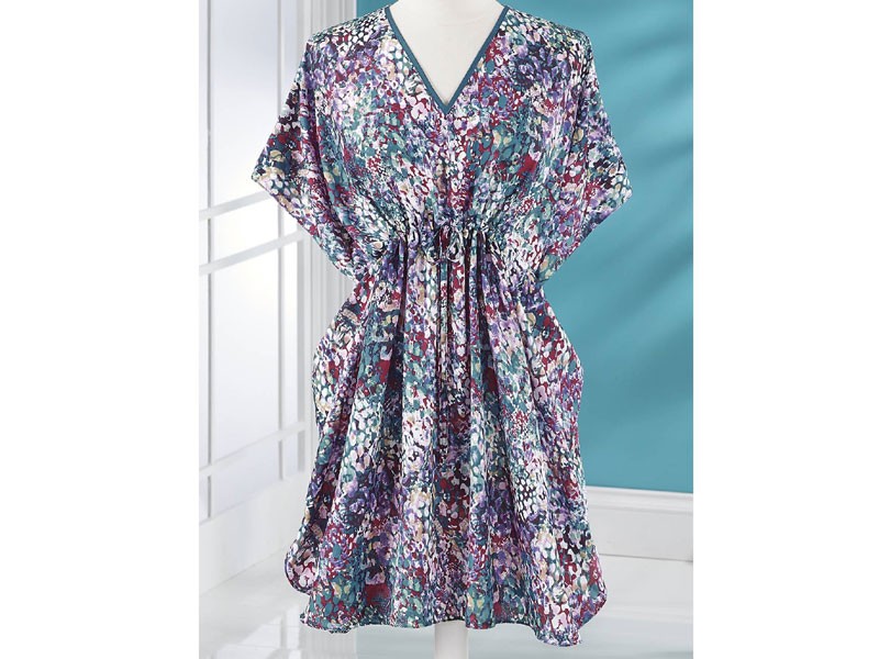 Scattered Print Short Caftan Dress For Women