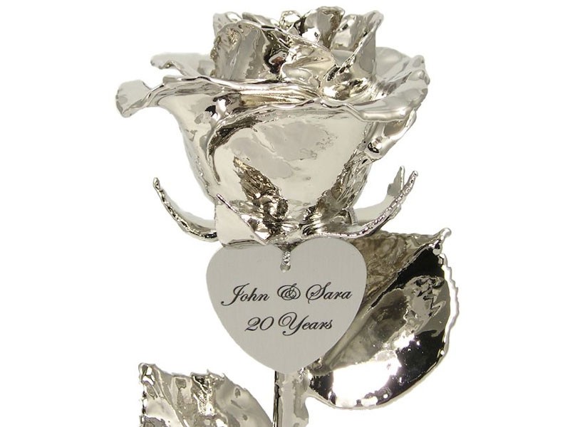 Personalized Platinum Rose 20th Anniversary Gift