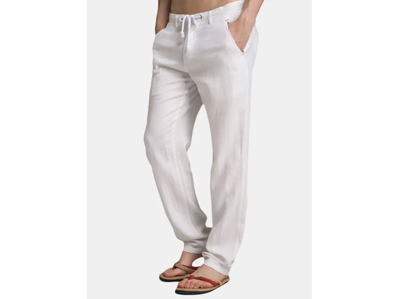 Men's Summer ThinCotton Breathable Quick-drying Drawstring Casual Straight Pants