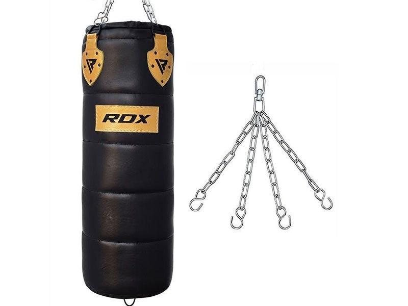 RDX P1 4ft Pro Leather Black Punch Bag for Boxing & MMA Professionals