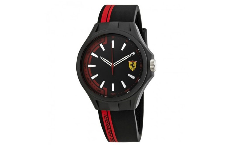 Ferrari Pit Crew Black Dial Men's Two Tone Watch