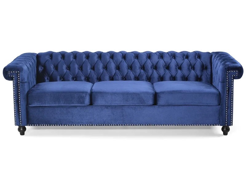 Parkhurst Tufted Chesterfield Velvet 3 Seater Sofa by Christopher Knight Home