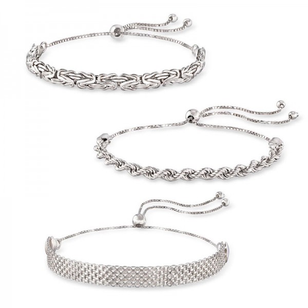 Sterling Silver Jewelry Set: Multi-Link Bolo Bracelets