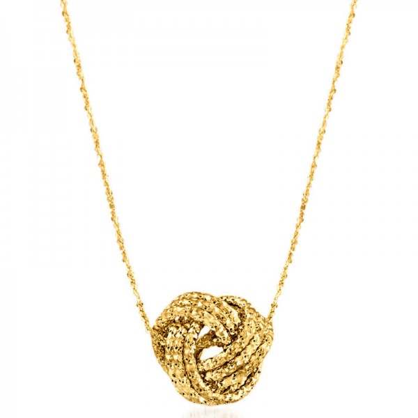 Italian 14kt Yellow Gold Textured Love Knot Necklace