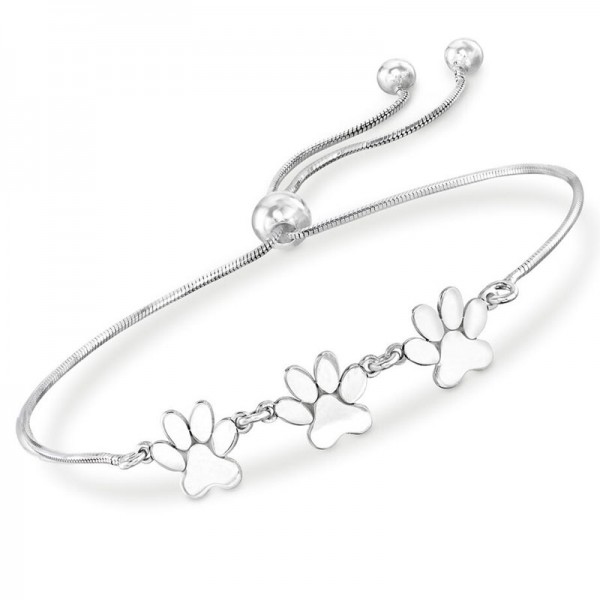 Sterling Silver Tiny Paws Bolo Bracelet