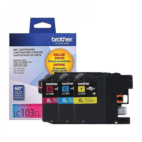Brother LC 103 Cyan/Magenta Yellow Ink Cartridges High Yield 3/Pack