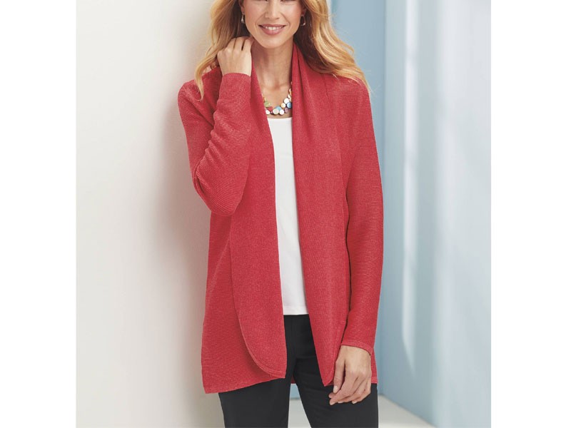 Ribbed Shawl-Collar Cardigan For Women