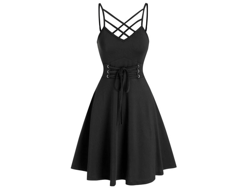 Front Strappy Lace Up Mini Cami Dress For Women