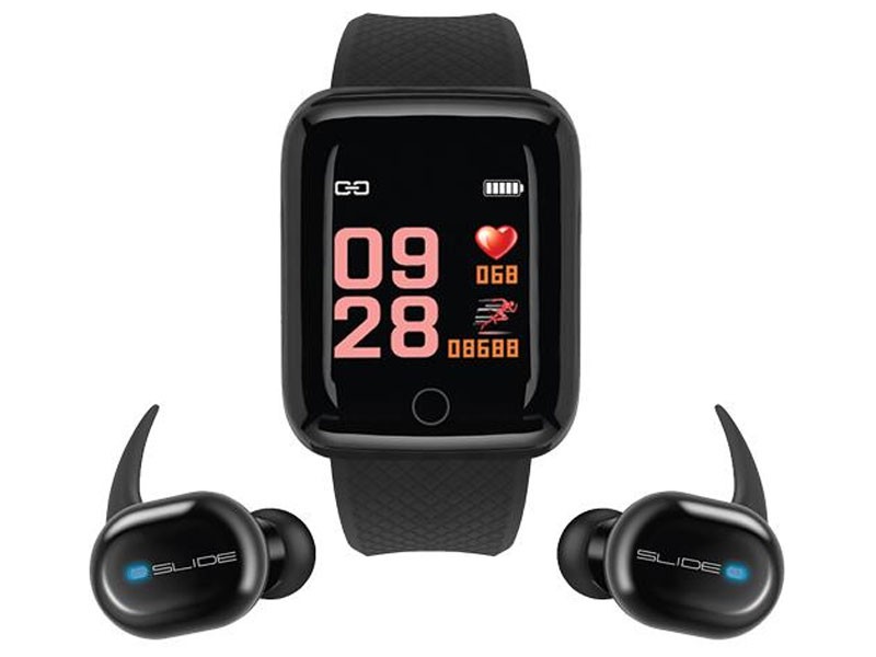 Slide Smart Watch Fitness Tracker And True Wireless Earbuds