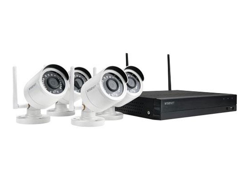 WiseNet 4-Cameras 4-Channel 2MP (1080p) Wireless NVR Security System