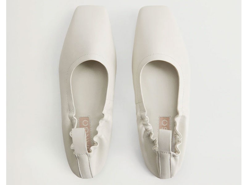 Gathered Leather Ballerina Shoe For Women