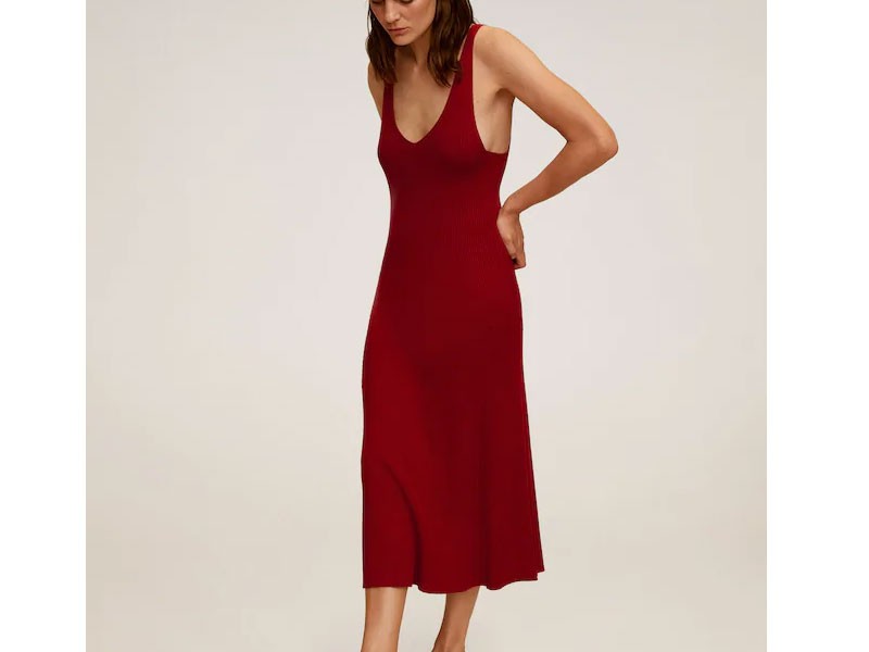 Ribbed Midi Dress For Women