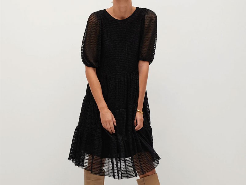 Women's Textured Ruffled Dress