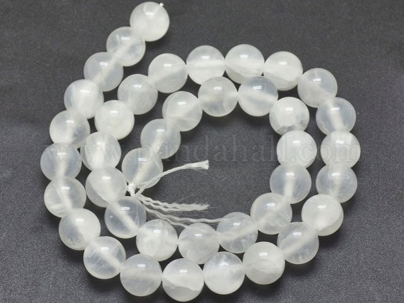 Natural Selenite Beads Strands Round