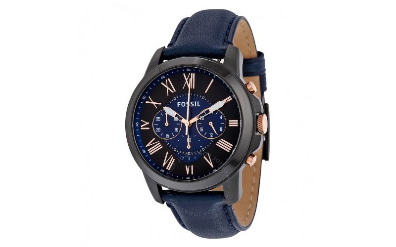 Fossil Grant Chronograph Black and Blue Dial Men's Watch